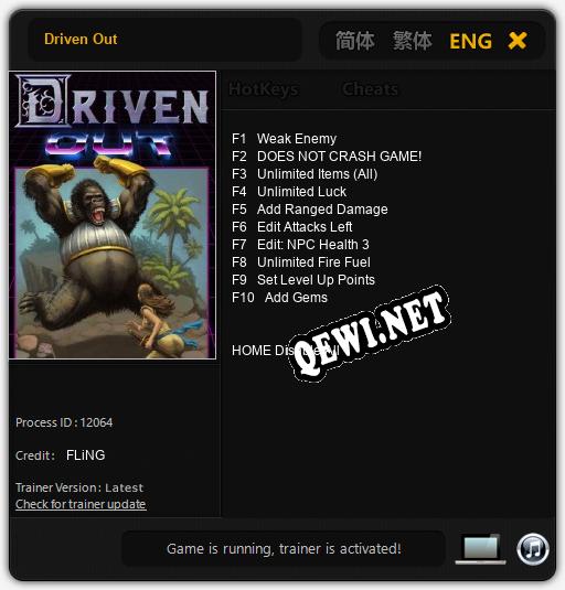 Driven Out: Трейнер +10 [v1.7]