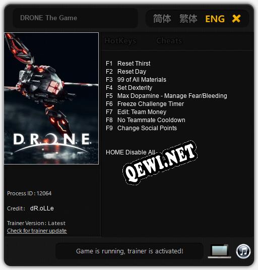 Трейнер для DRONE The Game [v1.0.9]