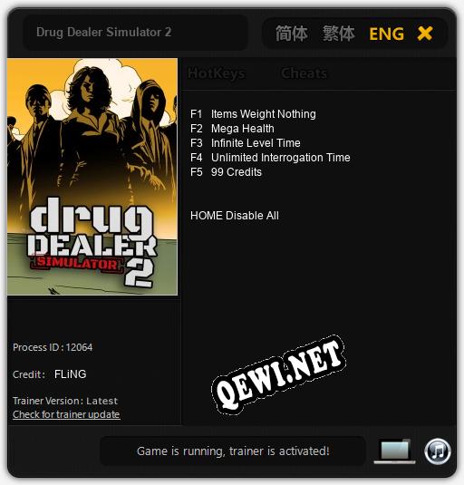 Трейнер для Drug Dealer Simulator 2 [v1.0.1]