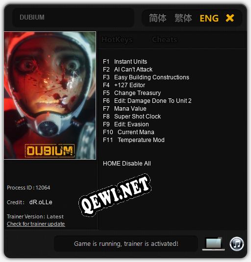 DUBIUM: Читы, Трейнер +11 [dR.oLLe]