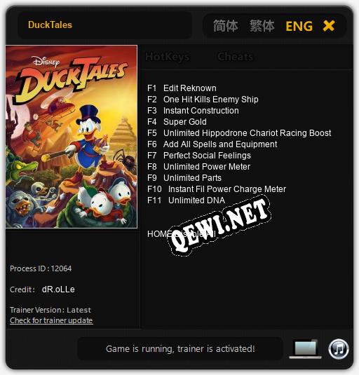 Трейнер для DuckTales [v1.0.9]