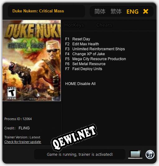 Трейнер для Duke Nukem: Critical Mass [v1.0.8]