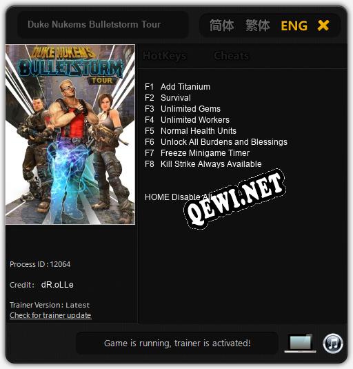 Трейнер для Duke Nukems Bulletstorm Tour [v1.0.7]