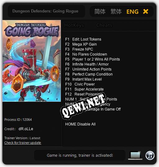 Dungeon Defenders: Going Rogue: Читы, Трейнер +15 [dR.oLLe]