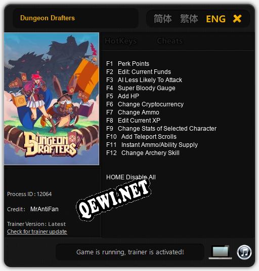 Трейнер для Dungeon Drafters [v1.0.5]