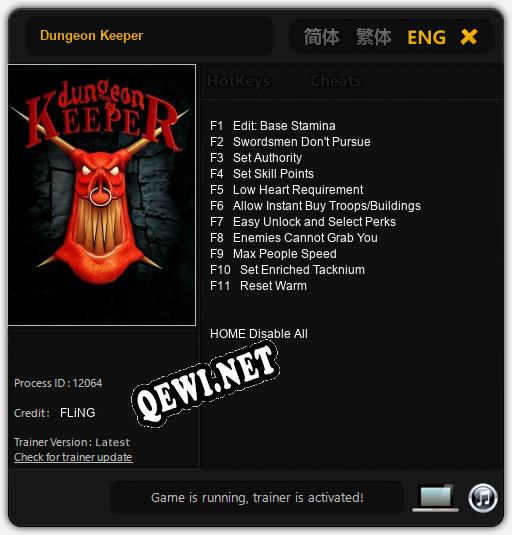 Трейнер для Dungeon Keeper [v1.0.4]