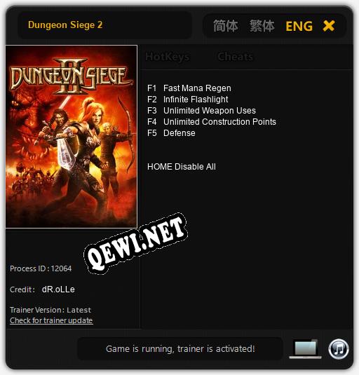 Dungeon Siege 2: Трейнер +5 [v1.2]