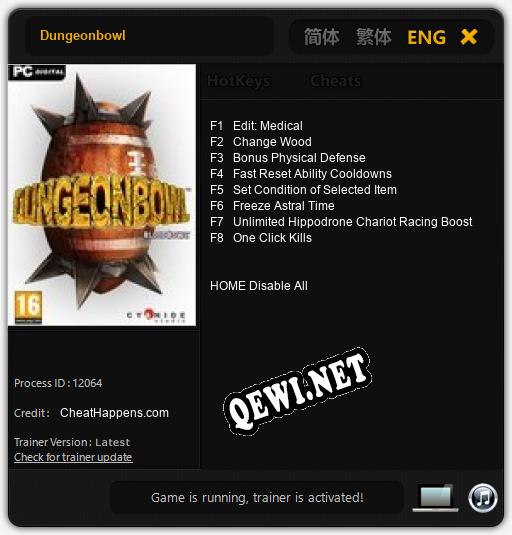 Трейнер для Dungeonbowl [v1.0.3]