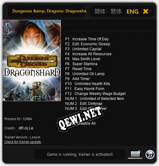 Dungeons & Dragons: Dragonshard: Читы, Трейнер +15 [dR.oLLe]