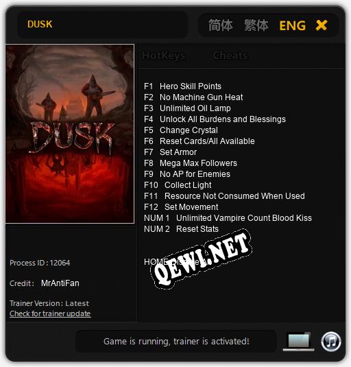 DUSK: Трейнер +14 [v1.1]