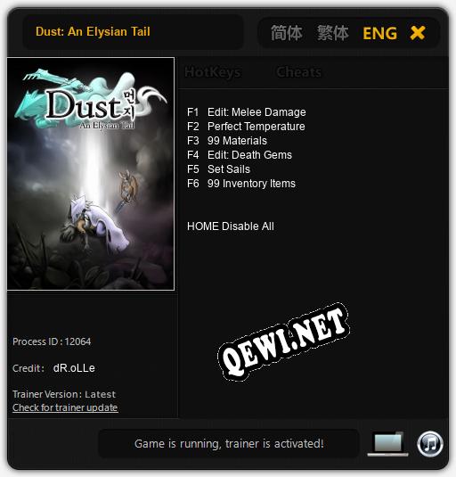 Трейнер для Dust: An Elysian Tail [v1.0.6]