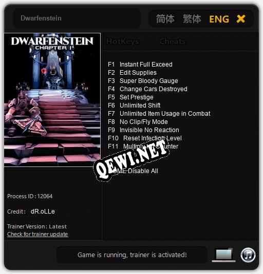Трейнер для Dwarfenstein [v1.0.3]