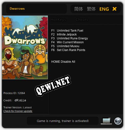 Трейнер для Dwarrows [v1.0.2]