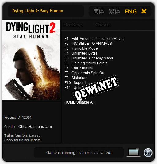 Dying Light 2: Stay Human: ТРЕЙНЕР И ЧИТЫ (V1.0.94)