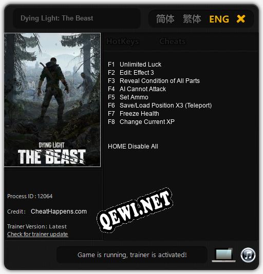 Dying Light: The Beast: Читы, Трейнер +8 [CheatHappens.com]