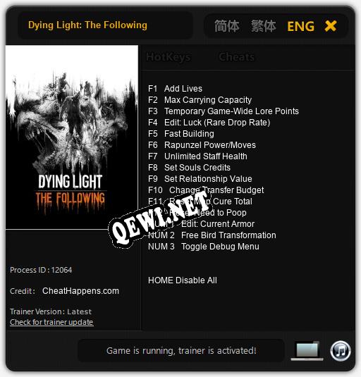 Dying Light: The Following: Читы, Трейнер +15 [CheatHappens.com]