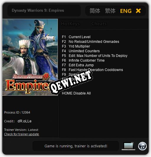 Dynasty Warriors 9: Empires: Читы, Трейнер +10 [dR.oLLe]