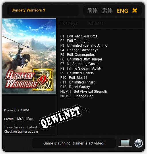 Dynasty Warriors 9: Читы, Трейнер +14 [MrAntiFan]