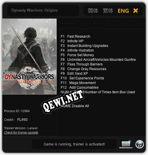 Dynasty Warriors: Origins: Трейнер +13 [v1.1]