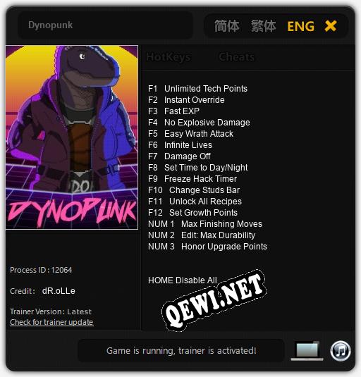 Трейнер для Dynopunk [v1.0.7]