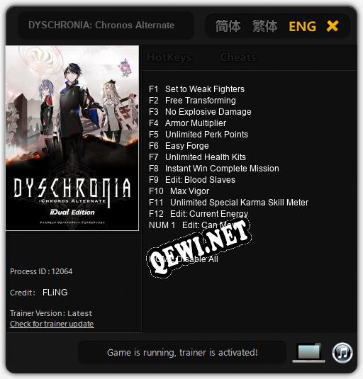 DYSCHRONIA: Chronos Alternate: Трейнер +13 [v1.1]