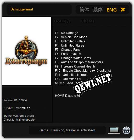 Трейнер для Dzhaggernaut [v1.0.1]