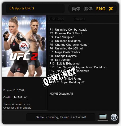 EA Sports UFC 2: Читы, Трейнер +15 [MrAntiFan]