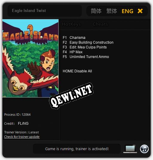 Трейнер для Eagle Island Twist [v1.0.4]