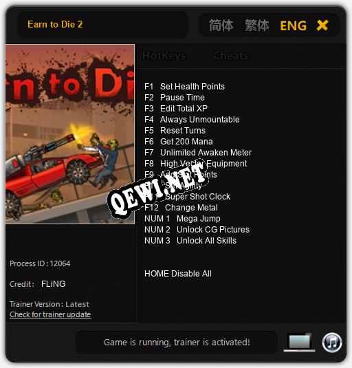 Трейнер для Earn to Die 2 [v1.0.1]
