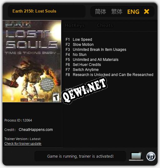 Earth 2150: Lost Souls: Трейнер +8 [v1.4]