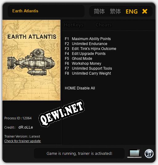 Earth Atlantis: Трейнер +8 [v1.3]