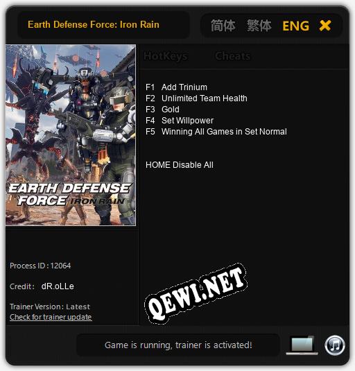 Earth Defense Force: Iron Rain: Трейнер +5 [v1.2]