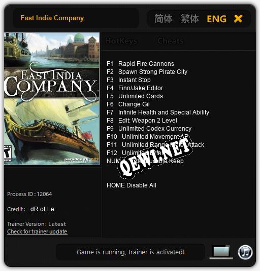 East India Company: ТРЕЙНЕР И ЧИТЫ (V1.0.58)
