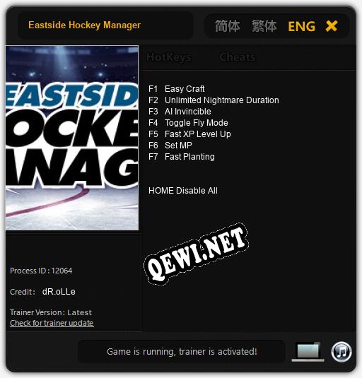 Eastside Hockey Manager: Читы, Трейнер +7 [dR.oLLe]