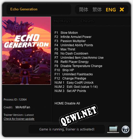 Echo Generation: Трейнер +15 [v1.2]