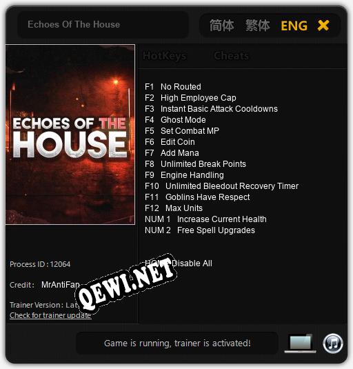 Трейнер для Echoes Of The House [v1.0.5]