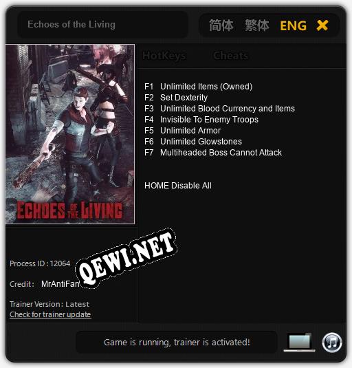 Echoes of the Living: Трейнер +7 [v1.1]