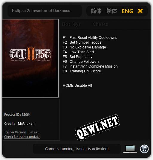 Eclipse 2: Invasion of Darkness: Читы, Трейнер +8 [MrAntiFan]