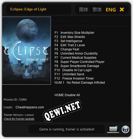 Трейнер для Eclipse: Edge of Light [v1.0.2]