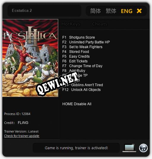 Трейнер для Ecstatica 2 [v1.0.1]