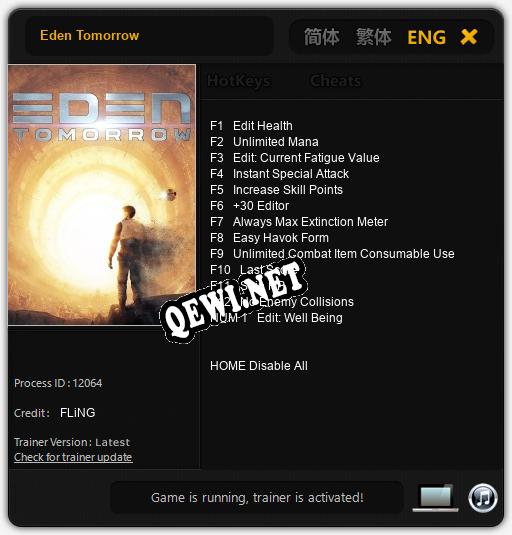 Трейнер для Eden Tomorrow [v1.0.6]