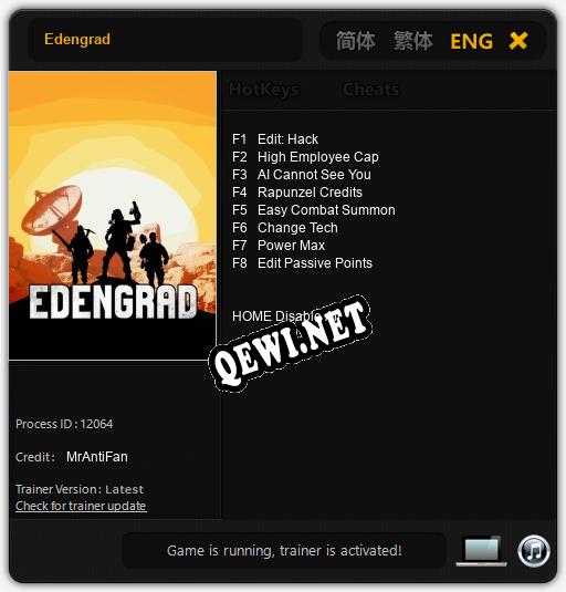 Трейнер для Edengrad [v1.0.5]