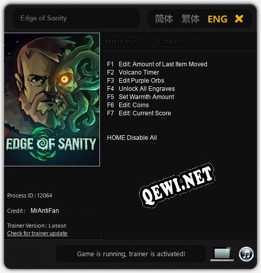 Трейнер для Edge of Sanity [v1.0.1]