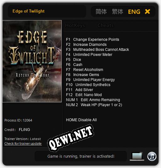 Edge of Twilight: ТРЕЙНЕР И ЧИТЫ (V1.0.46)