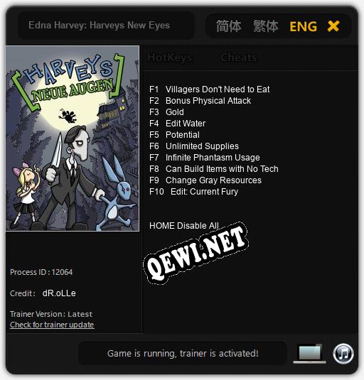Edna Harvey: Harveys New Eyes: Трейнер +10 [v1.5]