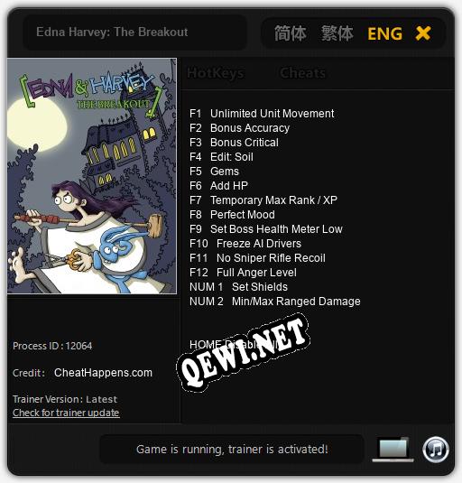 Edna Harvey: The Breakout: ТРЕЙНЕР И ЧИТЫ (V1.0.61)