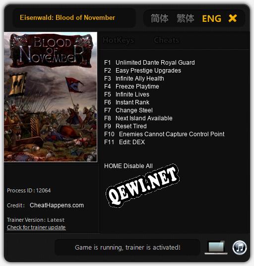 Трейнер для Eisenwald: Blood of November [v1.0.9]