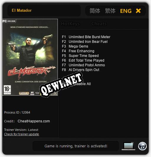 El Matador: Читы, Трейнер +8 [CheatHappens.com]