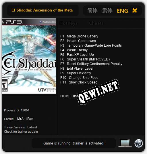 El Shaddai: Ascension of the Metatron: ТРЕЙНЕР И ЧИТЫ (V1.0.35)