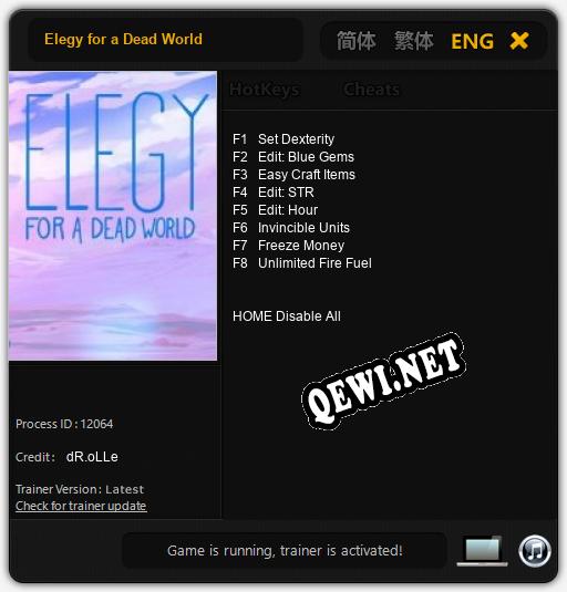 Трейнер для Elegy for a Dead World [v1.0.4]